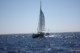 Catamaran Pluto sailing in the ionian sea