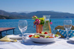 Greek Food with beautiful view