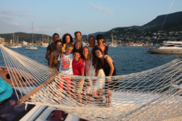 Family on charter vacation in ionian